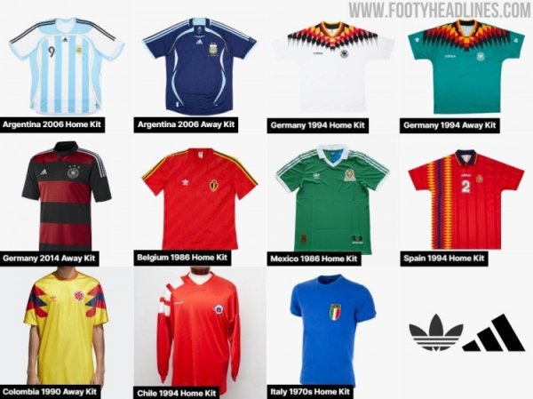 Adidas will launch a number of classic national team replica jerseys: Argentina, Germany, Italy