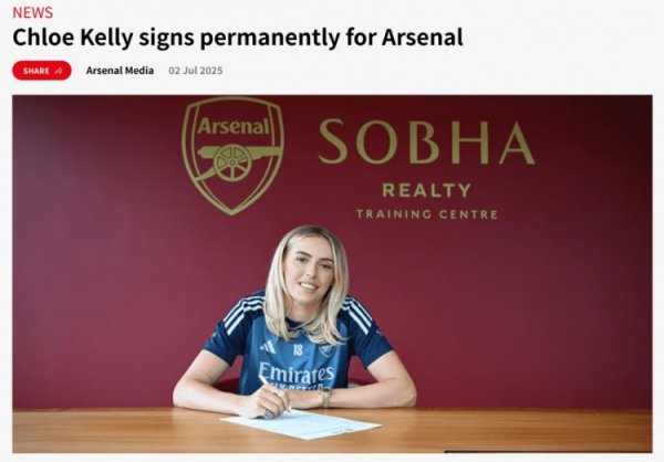 Official: 27-year-old forward Kelly joins Arsenal Women s Football Team