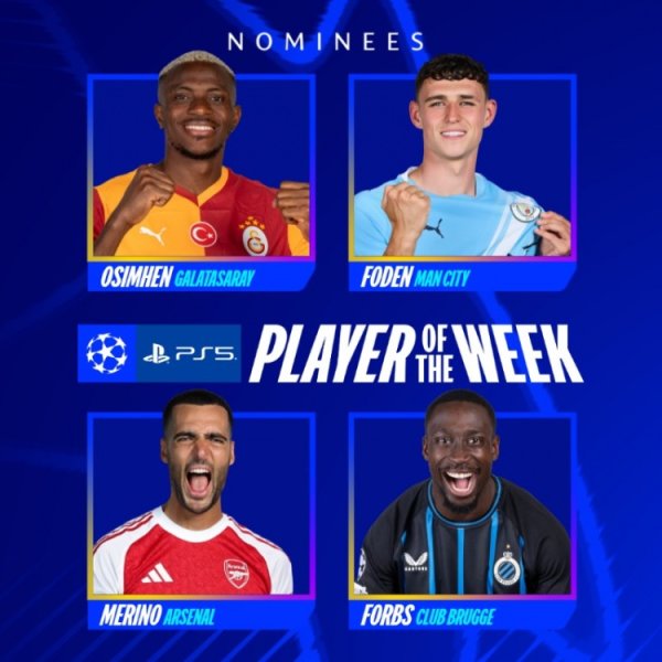 UEFA Champions League Player of the Week candidates: Osimhen, Foden, Merino, Borges are on the list